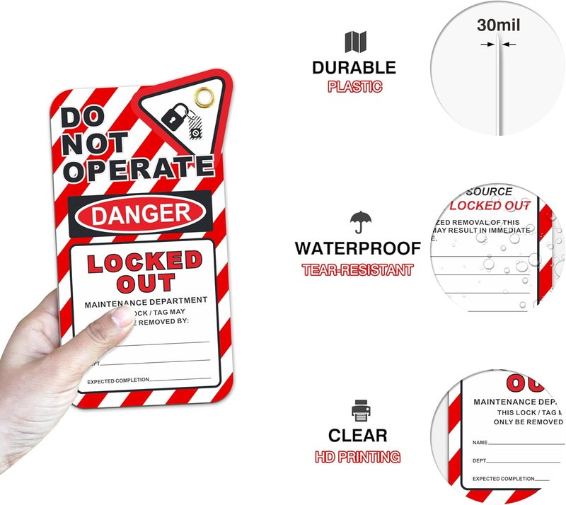 Fiivas Lockout Tagout Tags, Electrical Lockout Tags with Zip Ties, OSHA Loto Tag Repair Cards, Danger Do Not Operate Labels Checklist for Equipment 10 Pack - Image 3